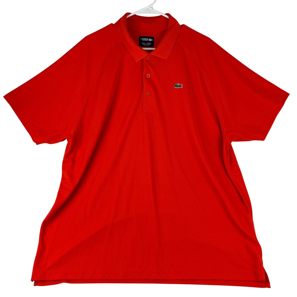 Lacoste Sport Polo Shirt Mens 4XL  Orange Ultra Dry Performance Short Sleeve